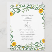 Yellow Marigold Floral Wedding Einladungen (Vorderseite)