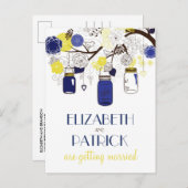 Yellow Mason Jars Save the Date Postcard Ankündigungspostkarte (Vorne/Hinten)