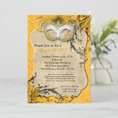 Yellow Masquerade Ball Maske Kostüm Halloween Teil Einladung (Stehend Vorderseite)