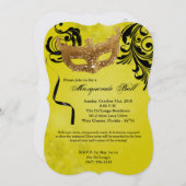 Yellow Masquerade Ball Maske Kostüm Halloween Teil Einladung (Vorne/Hinten)