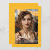 Yellow Math Handwritten Script Photo Graduation Ankündigung (Vorne/Hinten)