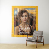 Yellow Math Handwritten Script Photo Graduation  Wandteppich (Beispiel)