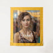Yellow Math Handwritten Script Photo Graduation  Wandteppich (Vorderseite)
