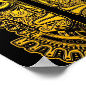 Yellow Mayan Twins Mask Illusion in Black Poster (Ecke)