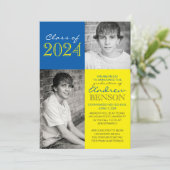 Yellow & Med Blue 2 Foto Abschluss Ankündigung (Stehend Vorderseite)