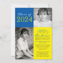 Yellow & Med Blue 2 Foto Abschluss Ankündigung