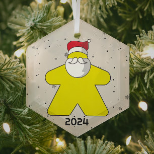 Yellow Meeple Santa Custom Year Family Board Game Ornament Aus Glas
