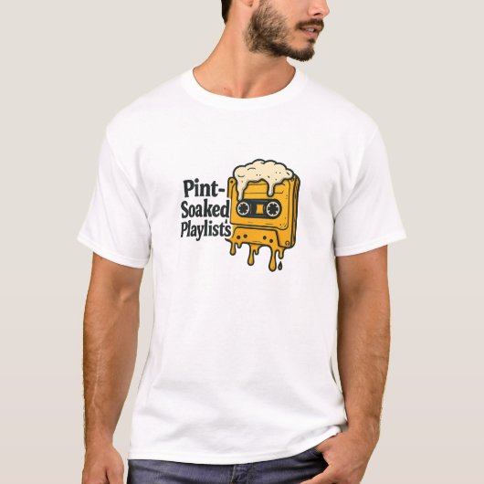 Yellow Melting Beer Cassette Music Quote T-Shirt (Vorderseite)