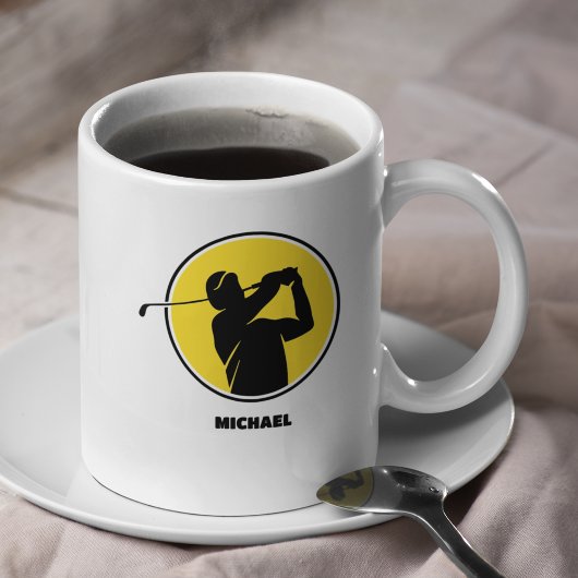 Yellow Mens Golf Silhouette Kaffeetasse
