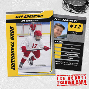 Yellow Metal Ice Hockey Trading Card Telefonnummerkarte