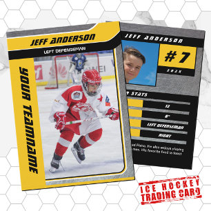 Yellow Metal Ice Hockey Trading Card Telefonnummerkarte