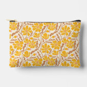 Yellow Mid-Century Modern Floral Pattern Zubehörtasche (Vorderseite)