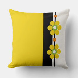Yellow Mid Century Moderne Blume Powe Kissen