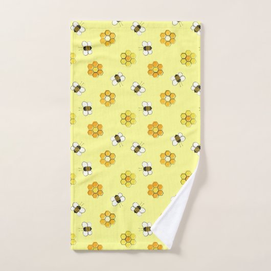Yellow Midjahrhundert Retro Honey Bee Pattern Badhandtuch Set (Handtuch)