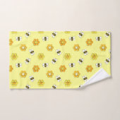 Yellow Midjahrhundert Retro Honey Bee Pattern Badhandtuch Set (Handtuch)