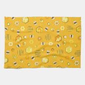 Yellow Midjahrhundert Retro Honey Bee Pattern Geschirrtuch (Horizontal)
