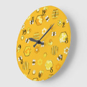 Yellow Midjahrhundert Retro Honey Bee Pattern Große Wanduhr (Winkel)