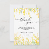 Yellow Mimosa Rustic Golden Floral Spring Wedding Dankeskarte (Vorderseite)