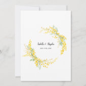 Yellow Mimosa Silver Wattle Floral Spring Wedding Einladung (Rückseite)