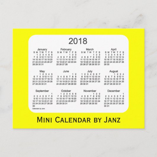 Yellow Mini Calendar von Janz 2018 Postkarte (Vorderseite)