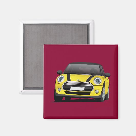 Yellow MINI Cooper Magnet (Vorderseite/Rückseite)