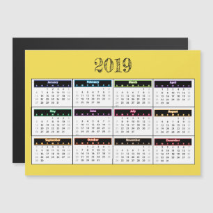 Yellow Mini Magnet Kalender 2019