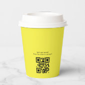Yellow Minimalistisch Logo QR Code Company Swag Pappbecher (Rückseite)