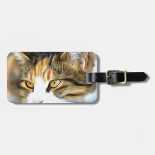 Yellow Mit Augen Calico Katze Realistisches Pet Po Gepäckanhänger