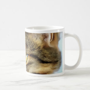 Yellow Mit Augen Calico Katze Realistisches Pet Po Kaffeetasse