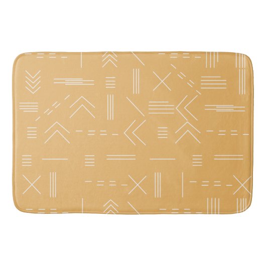 Yellow Modern Boho Geometric Custom Monogram Badematte (Vorderseite)