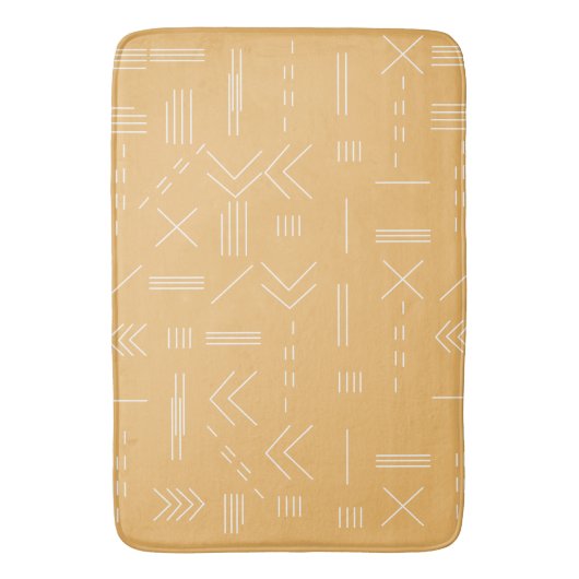 Yellow Modern Boho Geometric Custom Monogram Badematte (Vorderseite Vertikal)