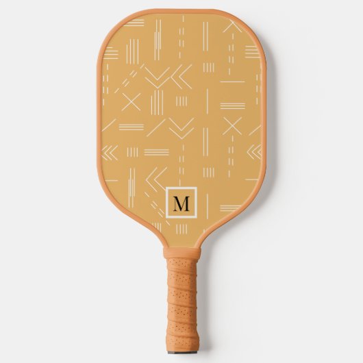Yellow Modern Boho Geometric Custom Monogram Pickleball Schläger (Vorderseite)