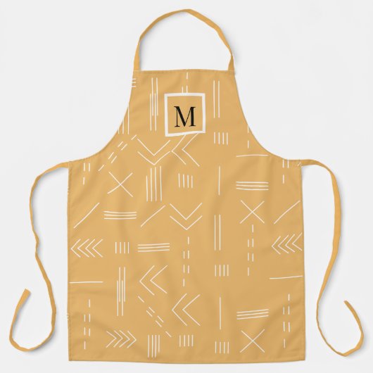 Yellow Modern Boho Geometric Custom Monogram Schürze (Vorderseite)