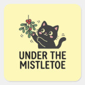 Yellow Modern Cat Holiday Mistletoe Design Sticker (Vorderseite)