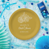 Yellow Modern  Chrysanthemums Bridal Shower Pappteller (Party)