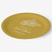 Yellow Modern Chrysanthemums Bridal Shower Pappteller (Schrägansicht)