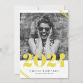 Yellow Modern Class of 2024 Foto Abschluss Einladung (Vorderseite)