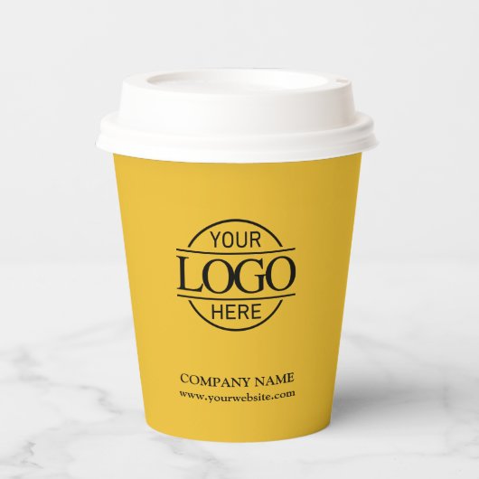 Yellow Modern Corporate Company Business Logo Pappbecher (Vorderseite)