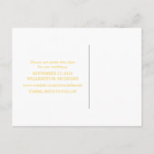 Yellow Modern Cut Out Save the Date Postcard Ankündigungspostkarte (Rückseite)