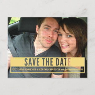 Yellow Modern Cut Out Save the Date Postcard Ankündigungspostkarte