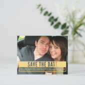 Yellow Modern Cut Out Save the Date Postcard Ankündigungspostkarte (Stehend Vorderseite)