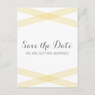 Yellow Modern Deko Save the Date Postkarte