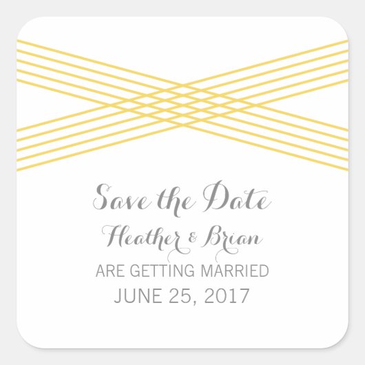 Yellow Modern Deko Save the Date Stickers (Vorderseite)