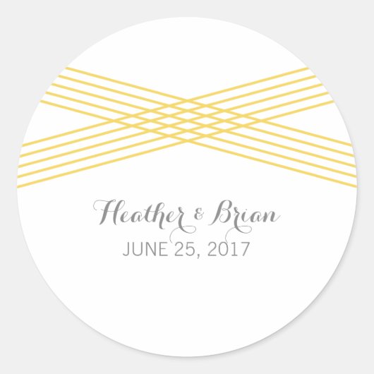 Yellow Modern Deko Wedding Stickers (Vorderseite)