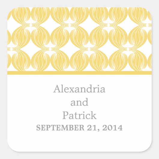 Yellow Modern Deko Wedding Stickers (Vorderseite)
