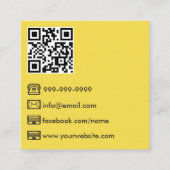 Yellow Modern Fotograf QR Code Quadratische Visitenkarte (Rückseite)
