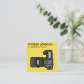 Yellow Modern Fotograf QR Code Quadratische Visitenkarte (Stehend Vorderseite)