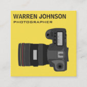 Yellow Modern Fotograf QR Code Quadratische Visitenkarte (Vorderseite)