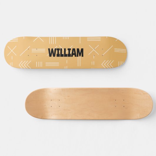 Yellow Modern Gorgeous Custom Monogram Skateboard (Horizontal)