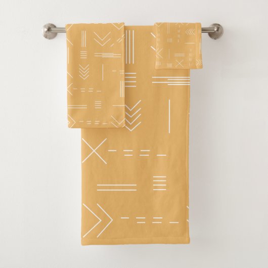 Yellow Modern Gorgeous Geometric Pattern Badhandtuch Set (Insitu)